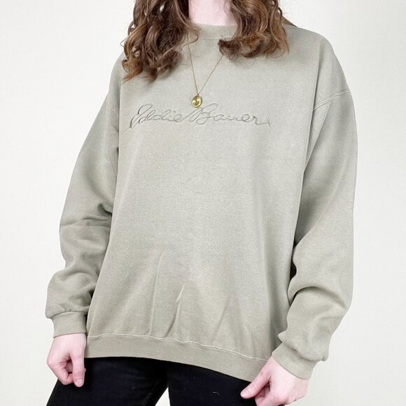 Vintage USA Eddie Bauer Logo Sweatshirt Oversized Slouchy Streetwear Athleisure - Picture 1 of 8